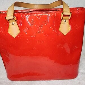 Louis Vuitton Red Patent Leather Tote Bag